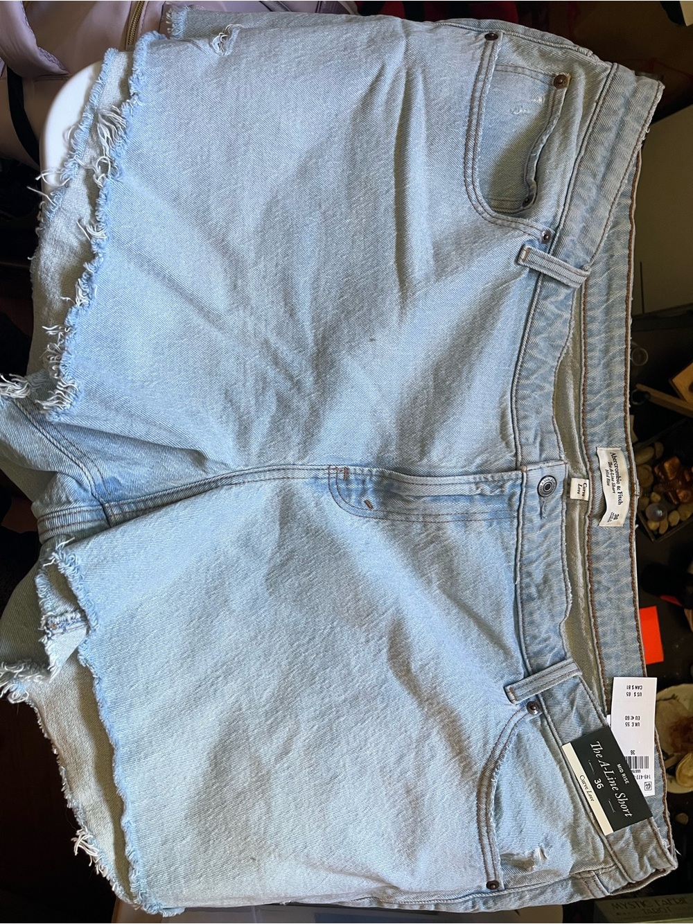 Abercrombie & Fitch Light Blue High Waist Denim Shorts